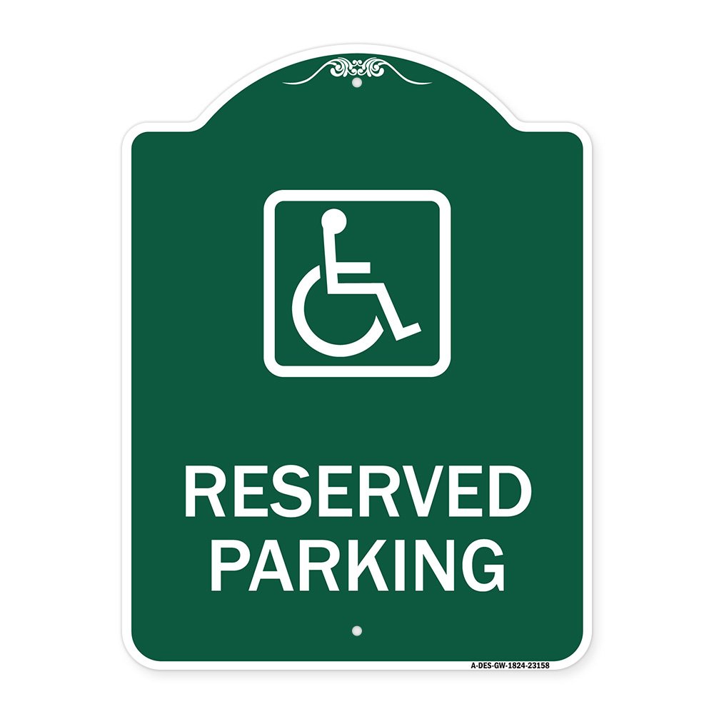 Signmission Reserved Parking Handicapped Blue, Green & White Aluminum Sign, 18" x 24", GW-1824-23158 A-DES-GW-1824-23158 - alternate 1